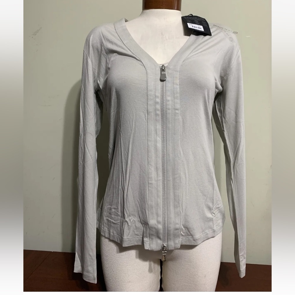 Anatomie zelma stone full zip v neck top ladies small or medium new